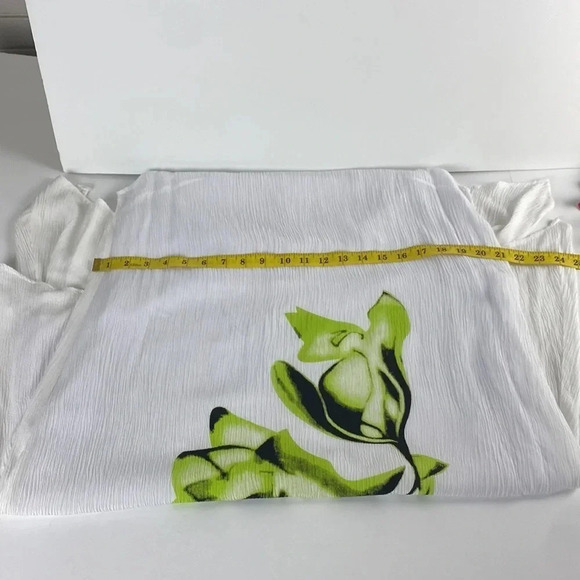 White green floral print shark bite hem tunic shift dress beach dress size large - Picture 5 of 12